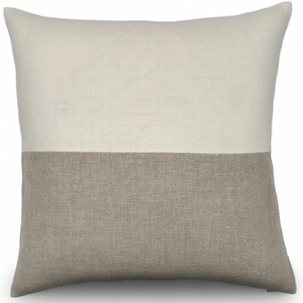 Blake Colour Block in Alabaster & Fog Slubby Linen | Shown in 20x20 | SWD Studio | Made in Canada