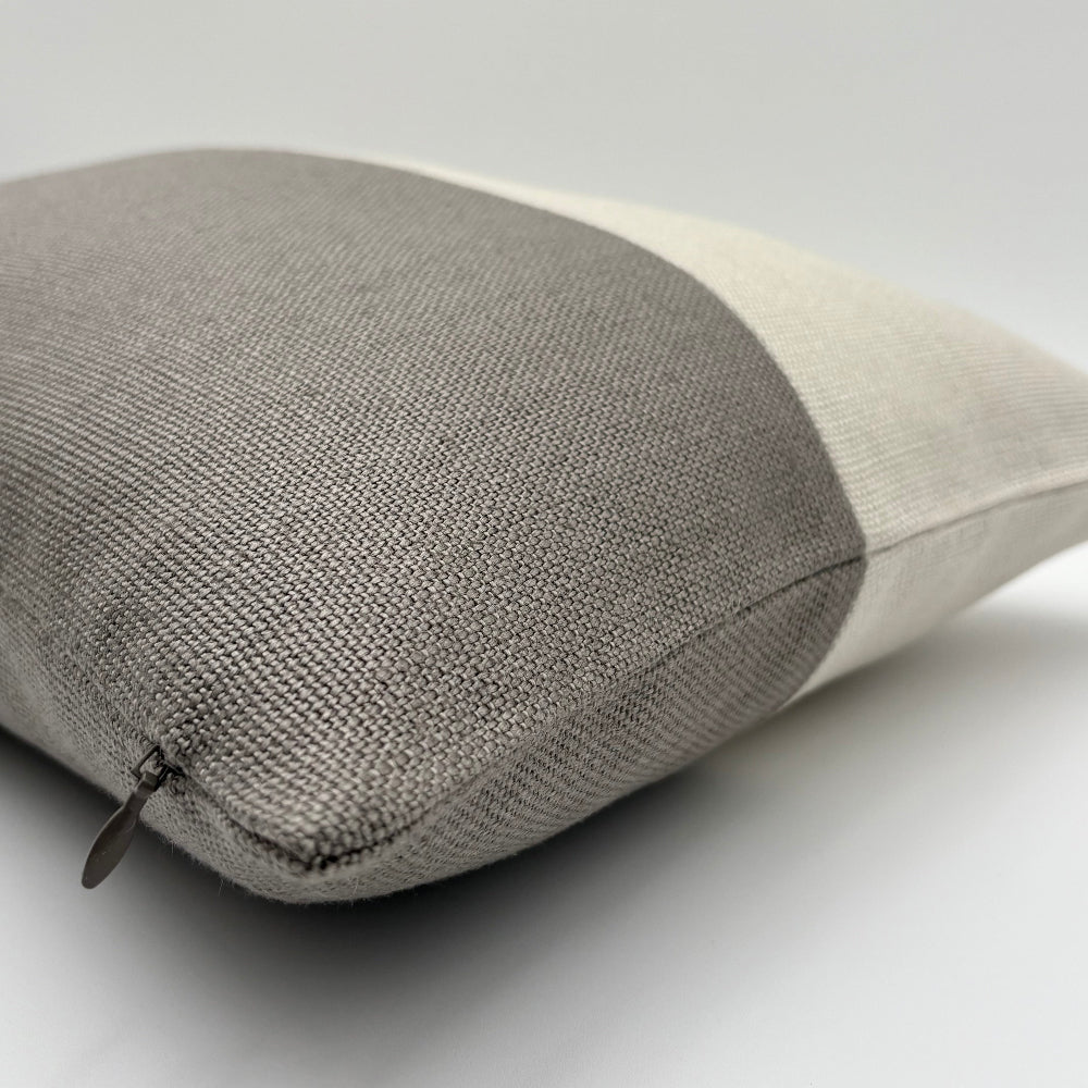 Blake Colour Block in Platinum & Ash Slubby Linen | Shown in 13x19 | SWD Studio | Made in Canada