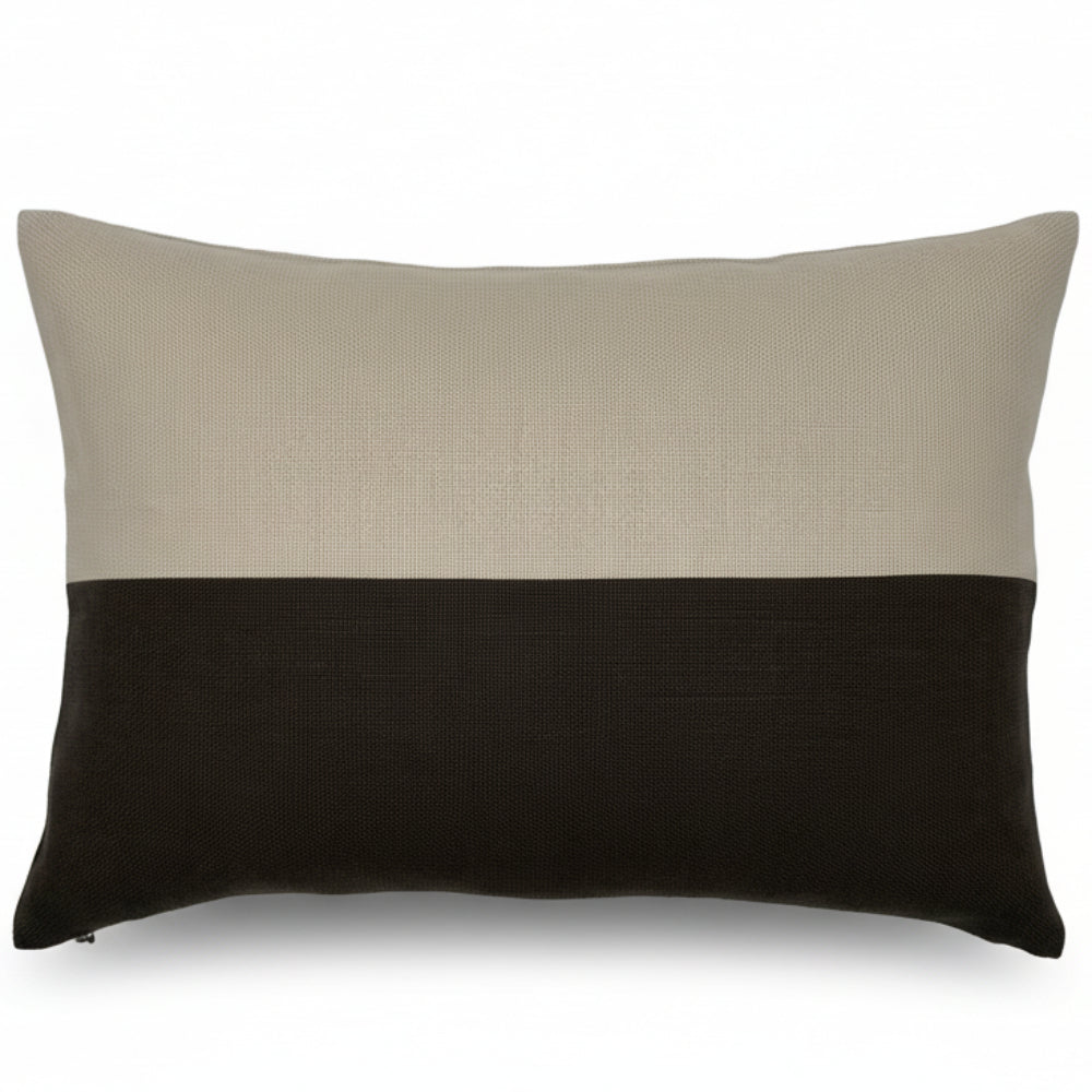 Blake Colour Block in Tan & Walnut Slubby Linen | SWD Studio | Made in Canada