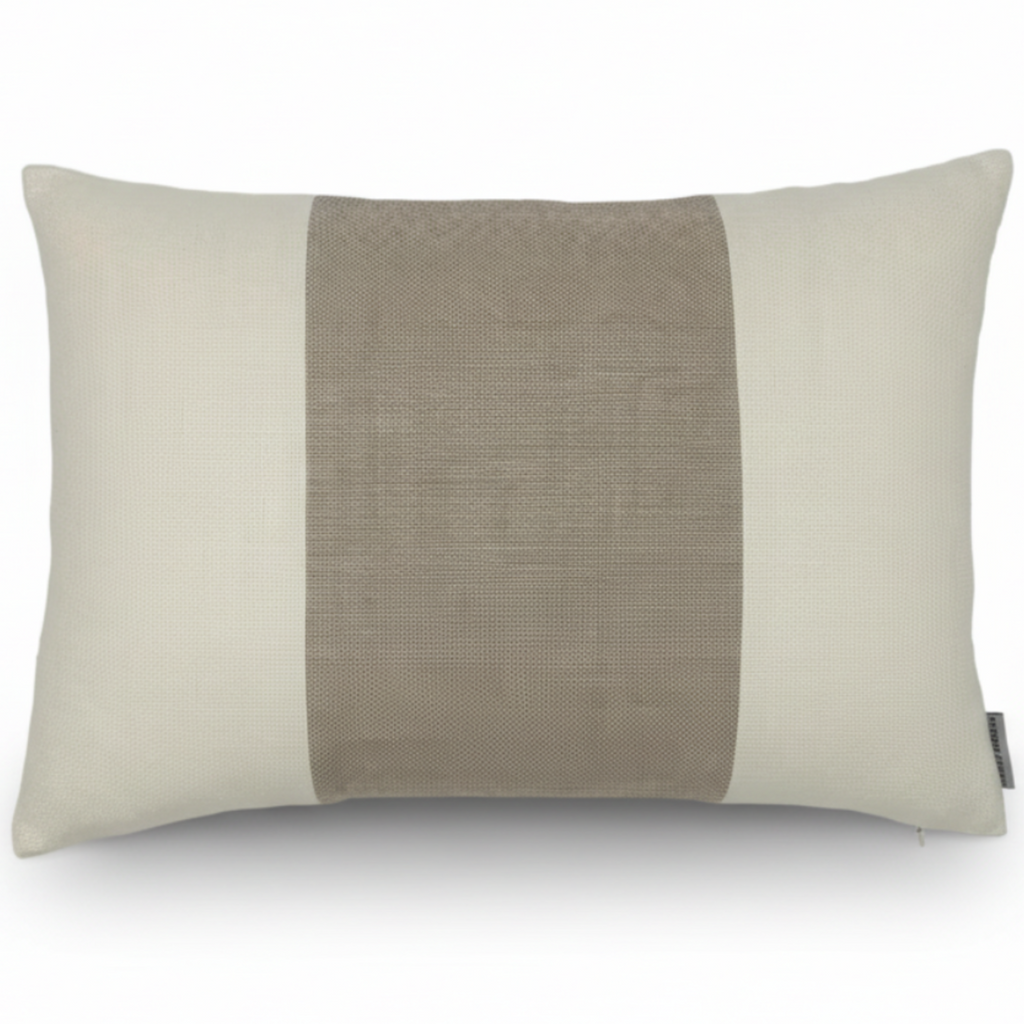 Lindsay Colour Block Lumbar in Alabaster & Fog Slubby Linen | SWD Studio | Made in Canada