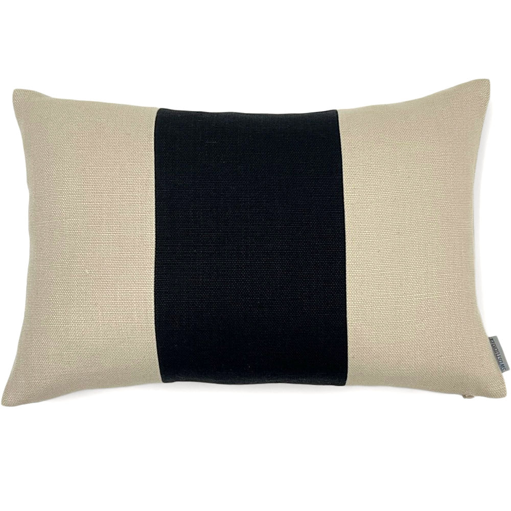 Lindsay_Lumbar_in_Tan_Ebony_Slubby_Linen_-_Front_View_SWD_Studio | Made in Canada