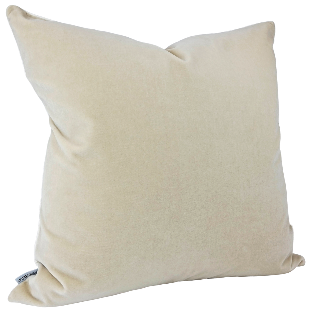 Jackson: Mushroom Giorgio Velvet - Angled View (Shown in 20x20)