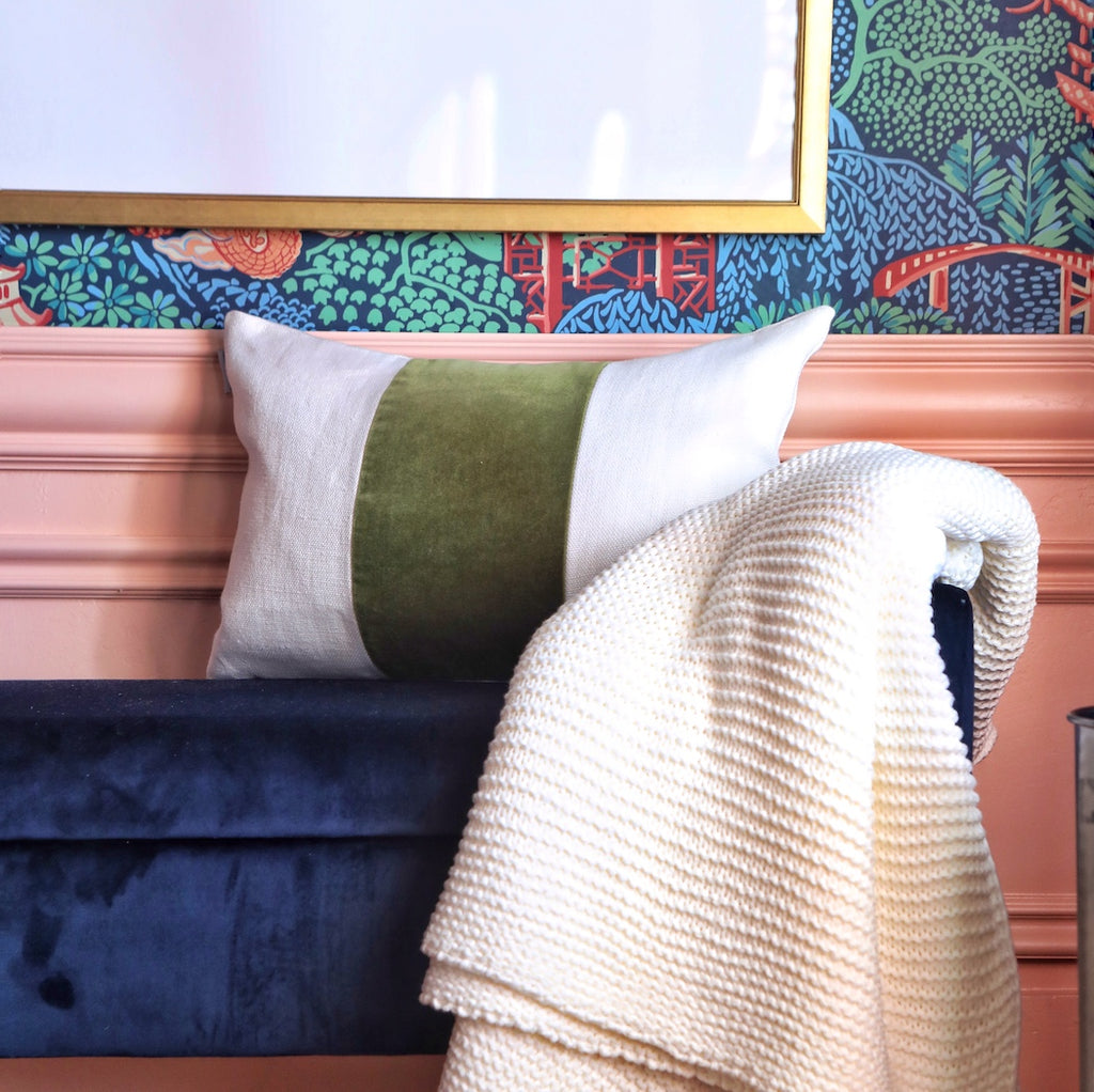 Linsday Lumbar in Pesto Cordoba Velvet | Shown in 13x19 | Design by @andyandcandis