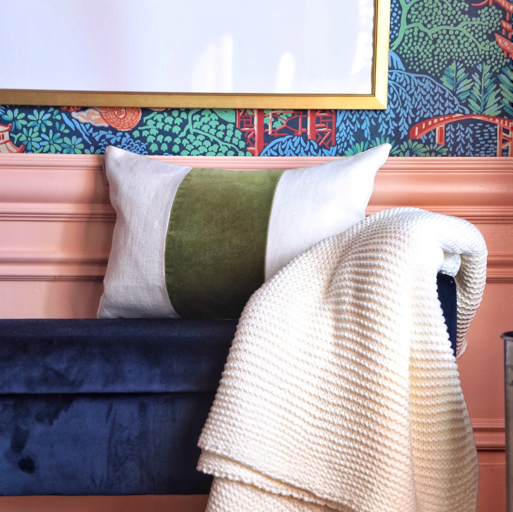 Linsday Lumbar in Pesto Cordoba Velvet | Shown in 13x19 | Design by @andyandcandis