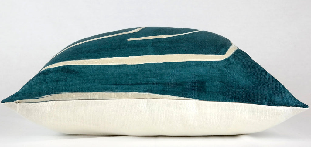 Graffito Teal/Pearl Pillow Cover | Bottom View | Shown in 20x20