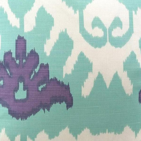 Kazak in Aqua Lilac on White Fabric Swatch