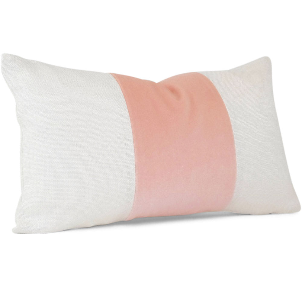 LINDSAY Lumbar Blush Giorgio Slubby Linen - Angled View (Shown in 11" x 17")