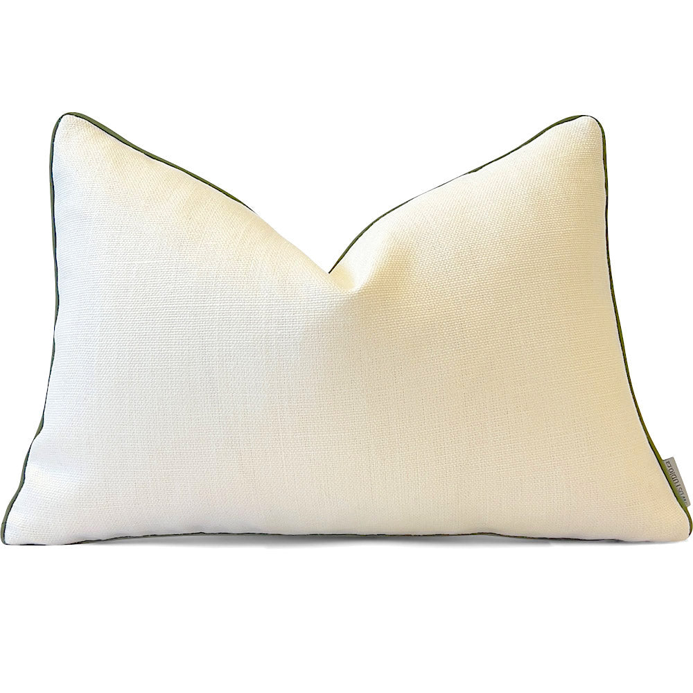 Solid Slubby Linen with Silk Piping | Shown in #6 Moss Silk Piping | Size 13x19