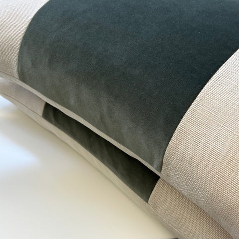 Bennett in Tan Slubby Linen & Hemlock Cordoba Velvet | SWD Studio | Bespoke Pillow Cover | Made in Canada