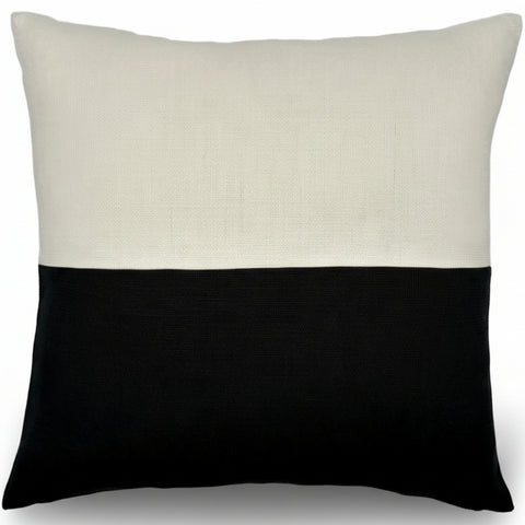 Blake Colour Block in Alabaster & Ebony Slubby Linen | Shown in 20x20 | SWD Studio | Made in Canada