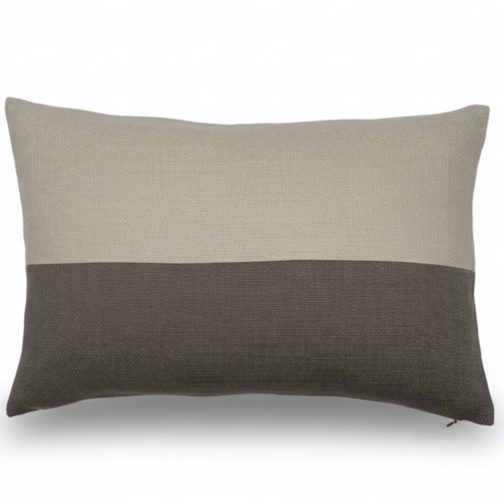 Blake Colour Block in Platinum & Ash Slubby Linen | Shown in 13x19 | SWD Studio | Made in Canada