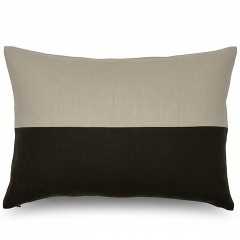 Blake Colour Block in Tan & Walnut Slubby Linen | SWD Studio | Made in Canada