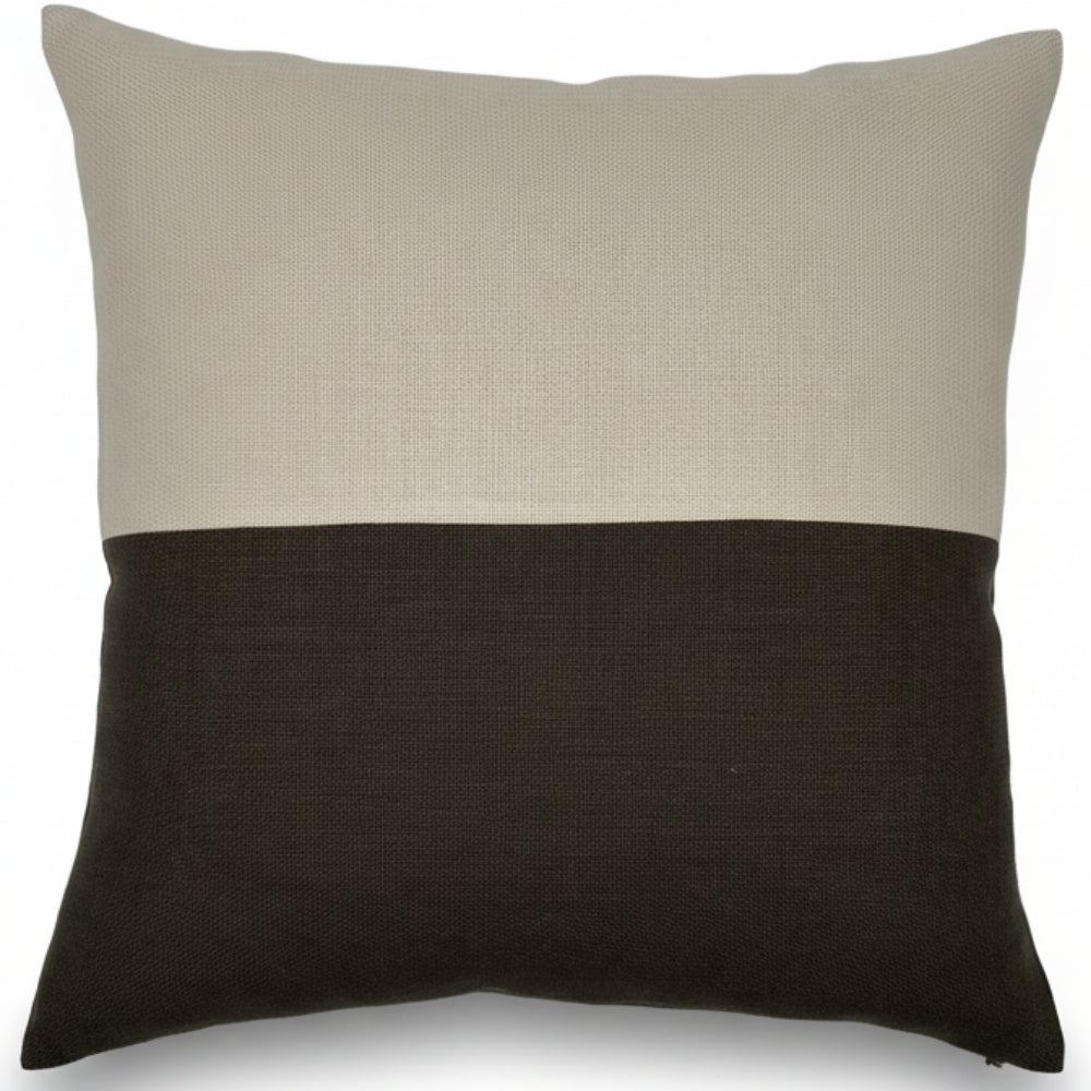 Blake Colour Block in Tan & Walnut Slubby Linen | Shown in 20x20 | SWD Studio | Made in Canada