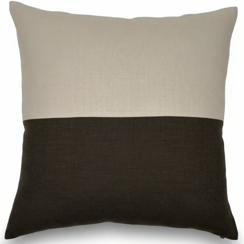 Blake Colour Block in Tan & Walnut Slubby Linen | Shown in 20x20 | SWD Studio | Made in Canada