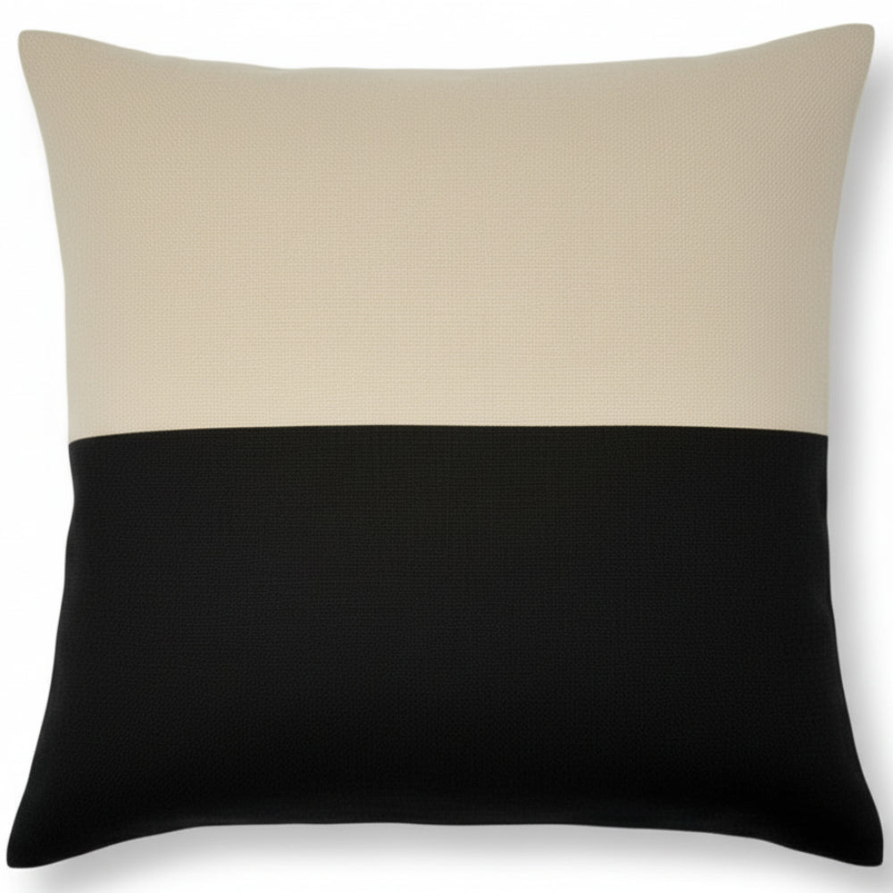 Blake Colour Block in Tan & Ebony Slubby Linen | Shown in 20x20 | SWD Studio | Made in Canada