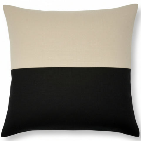 Blake Colour Block in Tan & Ebony Slubby Linen | Shown in 20x20 | SWD Studio | Made in Canada