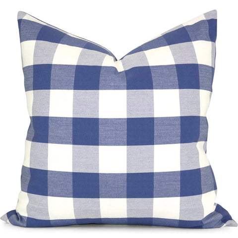 Romo Melbury Buffalo Check Sapphire Pillow Cover by SWD Studio - Shown in 20"x20"