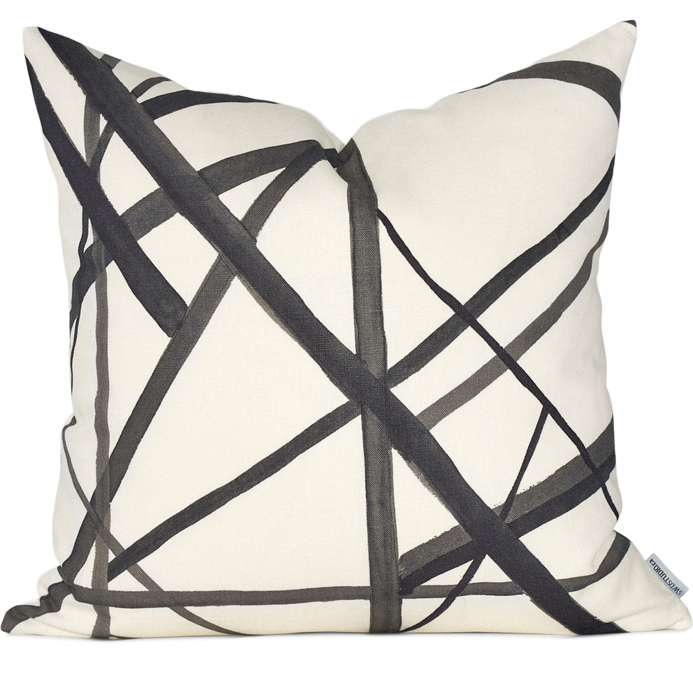 Channels in Ebony/Ivory Pillow Cover | Shown in 20x20