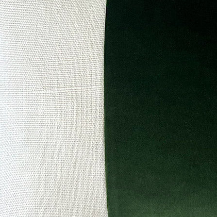 Colour Block in Alabaster Slubby Linen & Emerald Cordoba Velvet Fabric Swatch