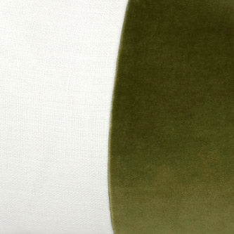 Colour Block in Alabaster Slubby Linen & Pesto Cordoba Velvet Fabric Swatch