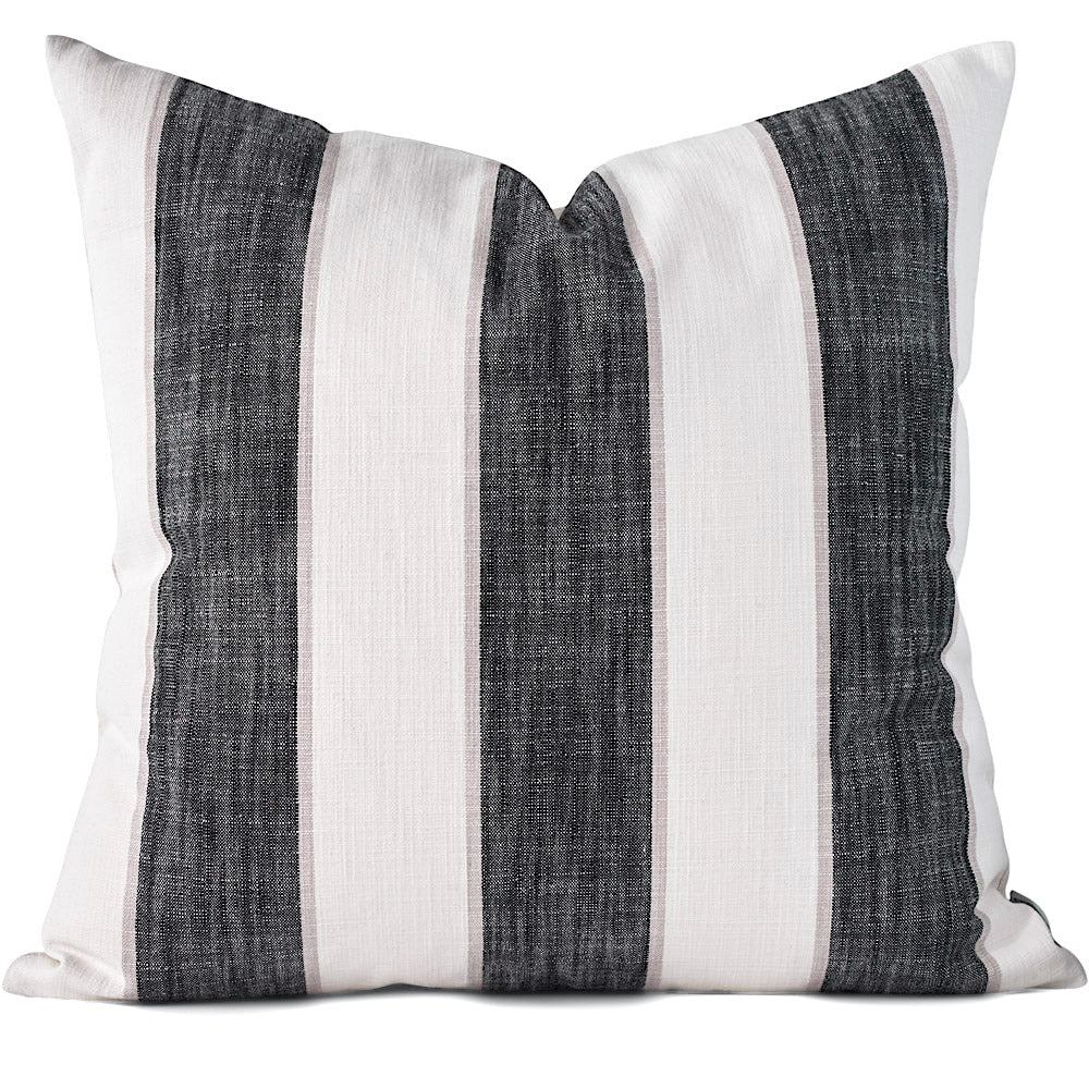 Harris Stripe in Black Pillow Cover | Shown in 20x20