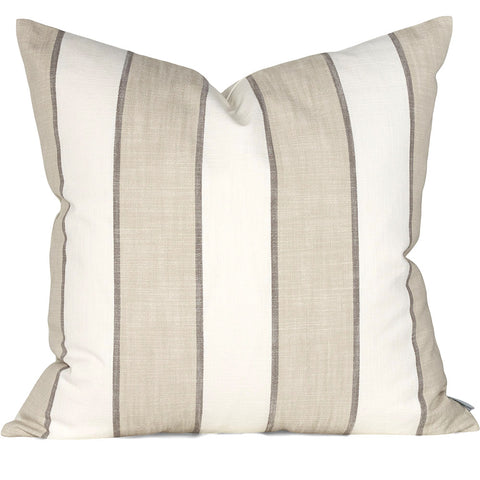 Harris Stripe in Pebble Pillow Cover | Shown in 20x20