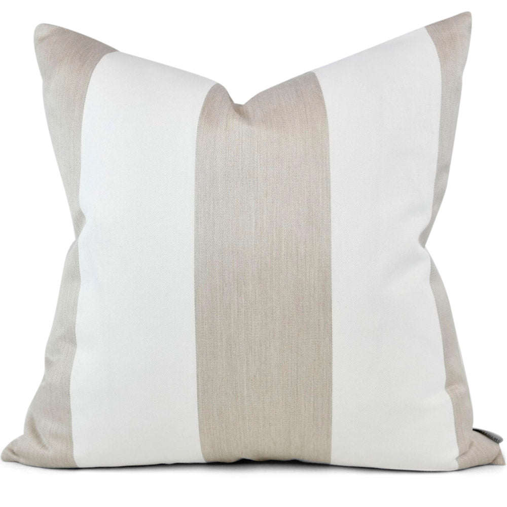 Manhattan Stripe in Beige + Off-White Shown in 20x20 (Front View) - SWD Studio