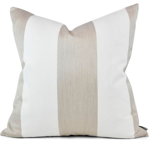Manhattan Stripe in Beige + Off-White Shown in 20x20 (Front View) - SWD Studio
