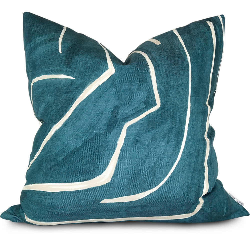 Graffito Teal/Pearl Pillow Cover | Front View | Shown in 20x20