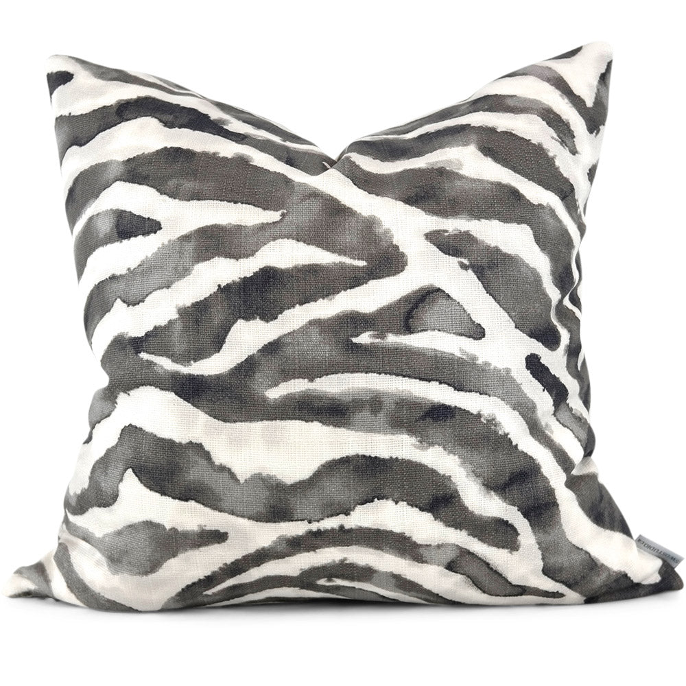 ZEBRINK CHARCOAL Pillow Cover - Shown in 20"x20"