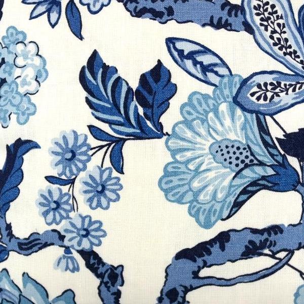 Huntington Gardens in Bleu Marine Fabric Swatch by F Schumacher.  A Timothy Corrigan Collection.