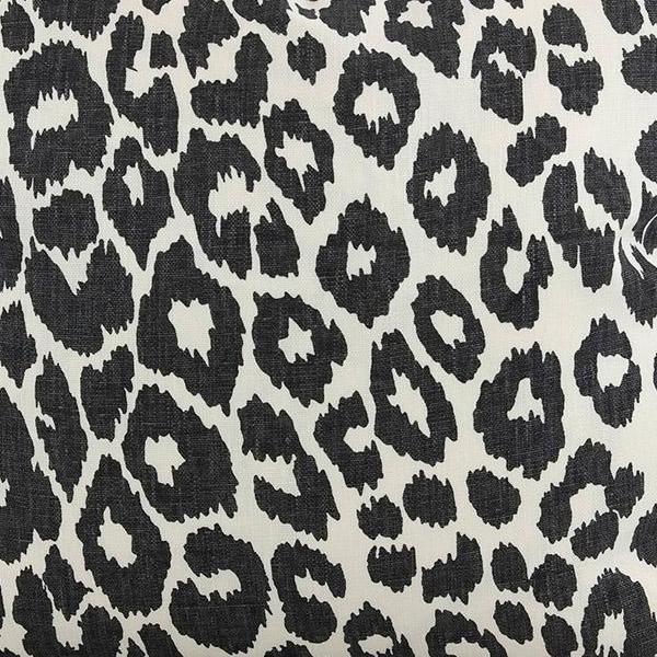 Iconic Leopard in Graphite Fabric Swatch by F Schumacher.