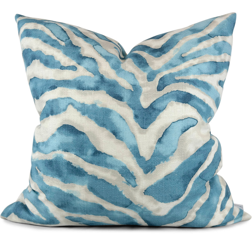 Zebrink Turquoise Pillow Cover SWD Studio Made in Canada SWD STUDIO