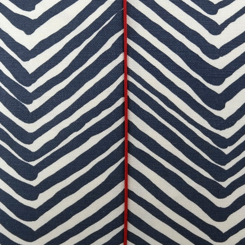 Zig Zag in Navy on White Fabric Swatch (Red Dupioni Silk Piping Optional)