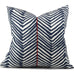 ZIG ZAG Navy on White Pillow Cover - Shown in 20"x20" with Red Dupioni Silk Piping Detail